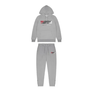 Grey/Red Trapstar Chenille Decoded Hooded Tracksuit