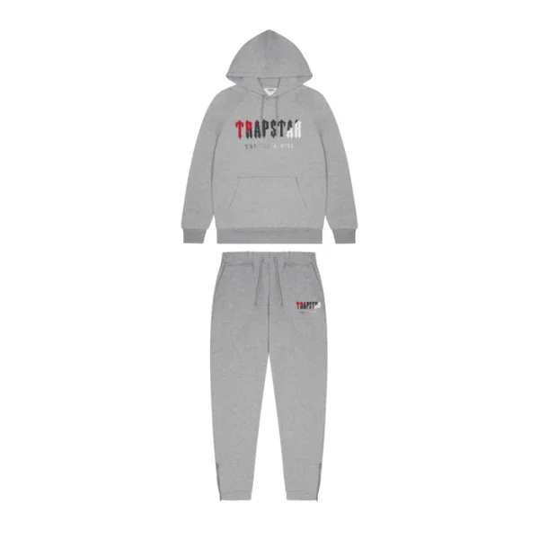 Grey/Red Trapstar Chenille Decoded Hooded Tracksuit